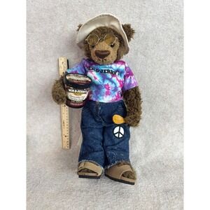 Ben Jerry's 20th Birthday Bear Plush‎ Doll 1998 Tie Dye Jeans Ice Cream